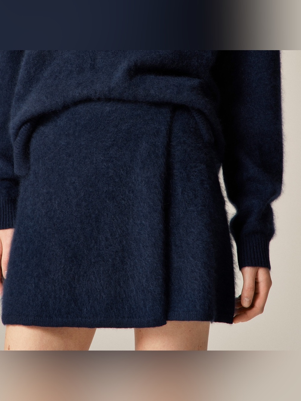 Brushed cashmere faux-wrap mini skirt